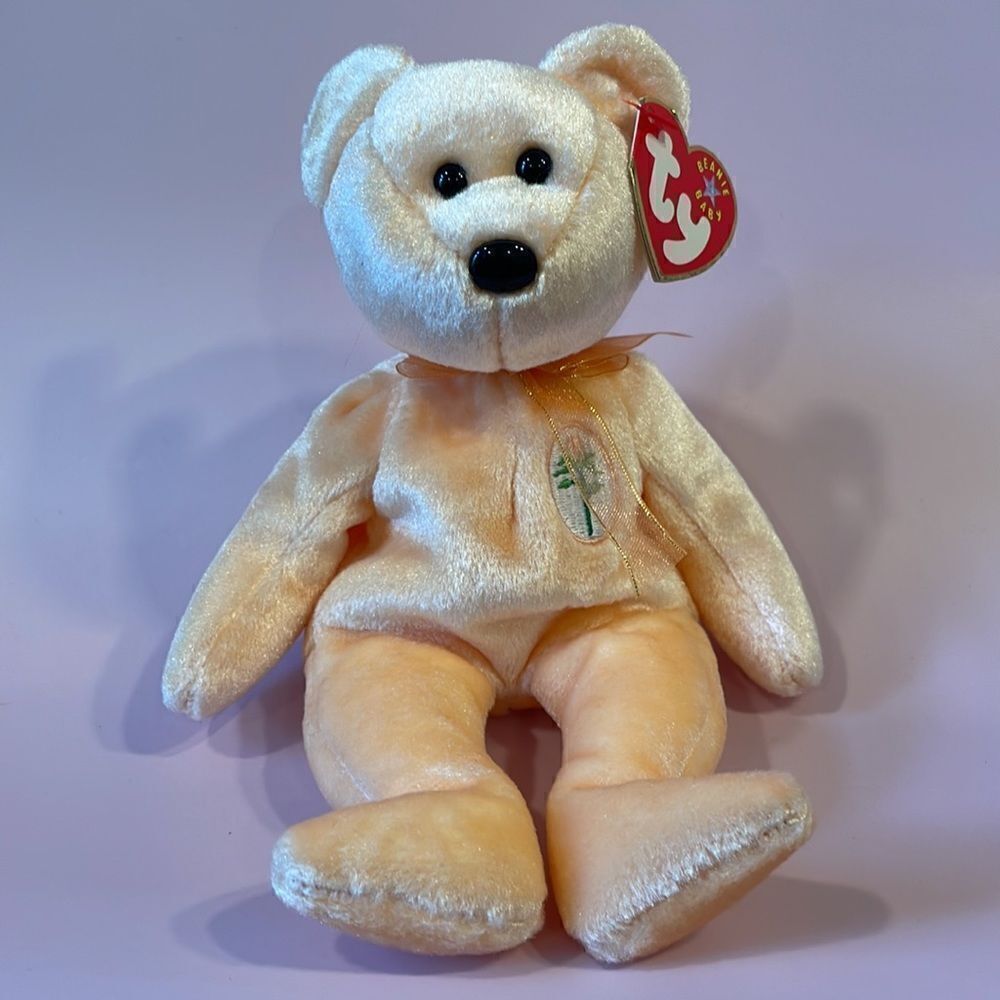 Ty Beanie Babies 2001 Dearest the Bear Peach Coloured Bear Excellent Condition - Picture 5 of 10